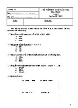 Đề kiêm tra cuối năm học môn Toan Lơp 3 - Năm hoc 2011-2012